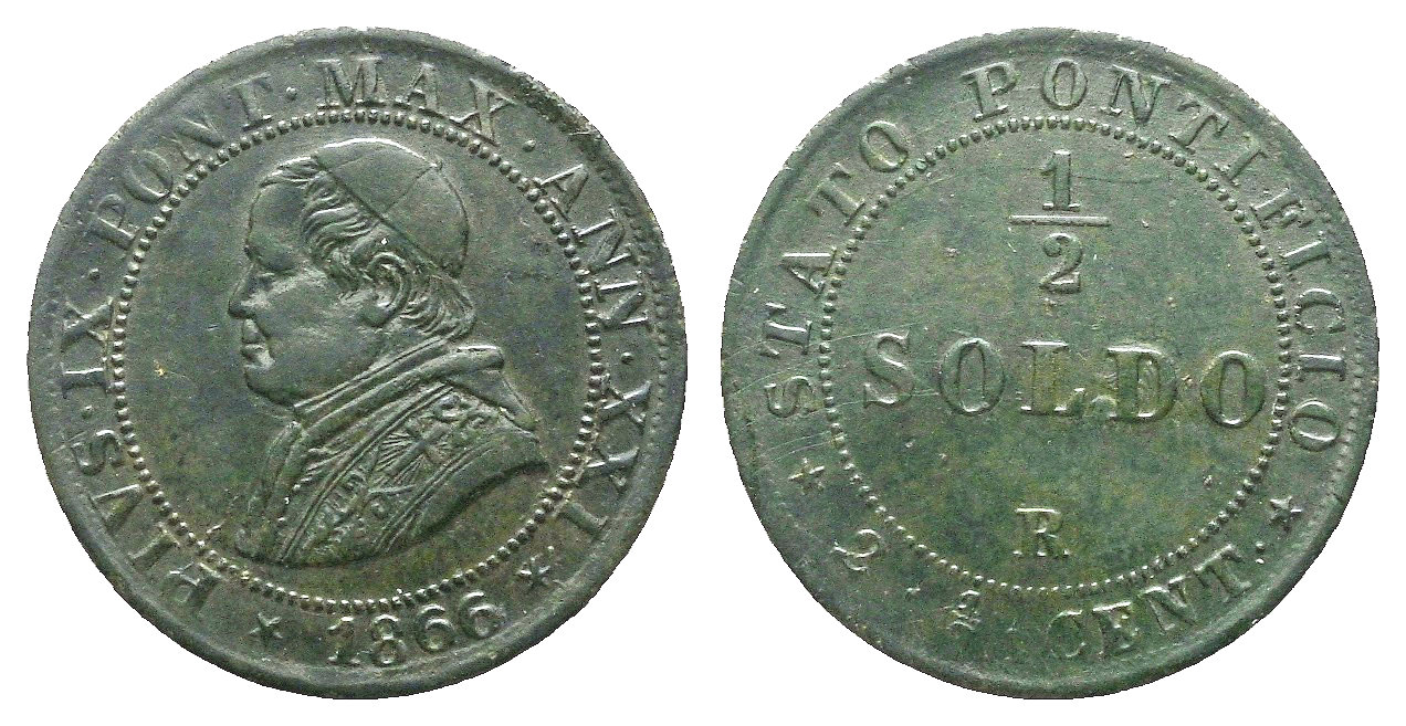 Pius IX 1866 Half Soldo
